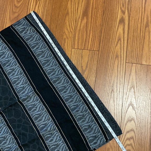 Vintage metallic gold thread black grey wrap shawl scarf with tassel striped - Picture 11 of 13